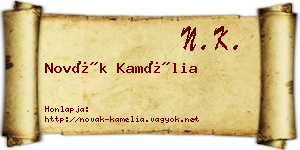 Novák Kamélia névjegykártya